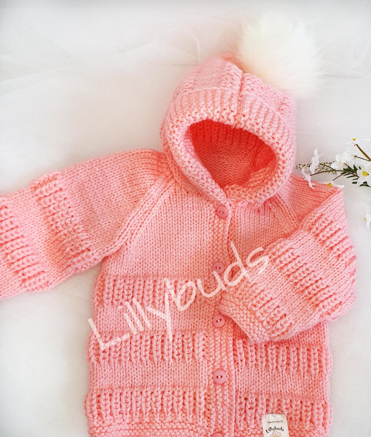 Izzy Hooded Baby Jacket Knitting Pattern 20"-24"