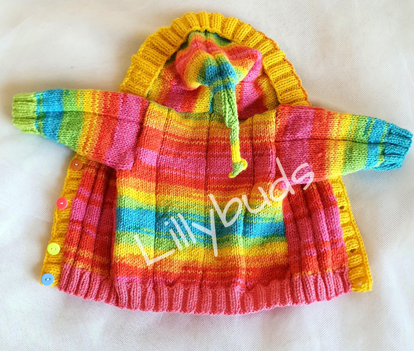 Rainbow Pixie Hoodie 6 Months - 4 Years Knitting Pattern
