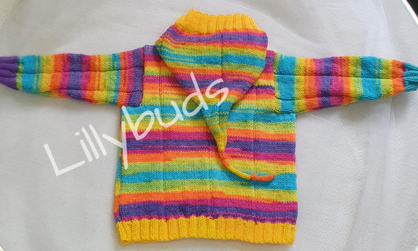 Rainbow Pixie Hoodie 6 Months - 4 Years Knitting Pattern