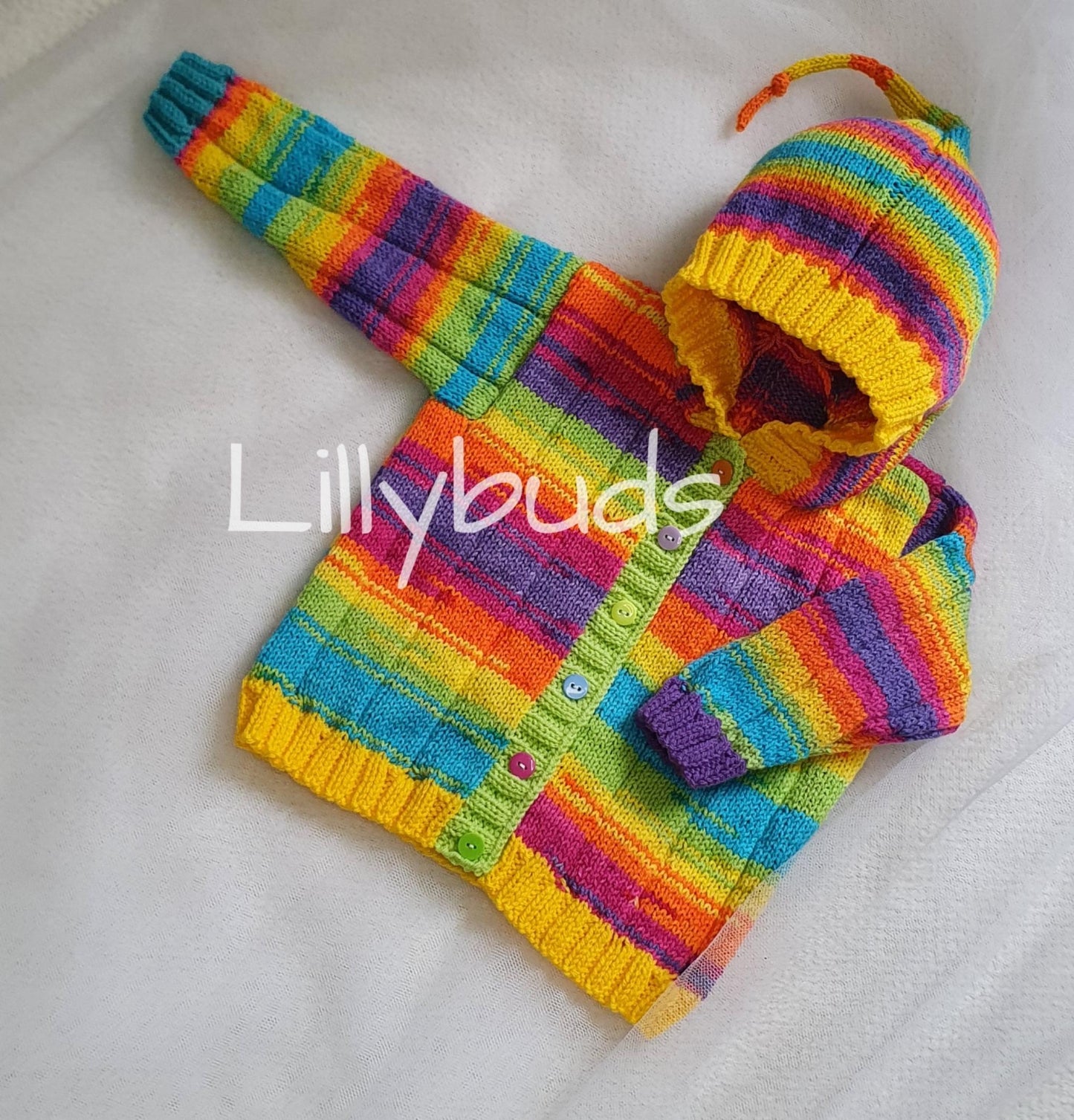 Rainbow Pixie Hoodie 6 Months - 4 Years Knitting Pattern