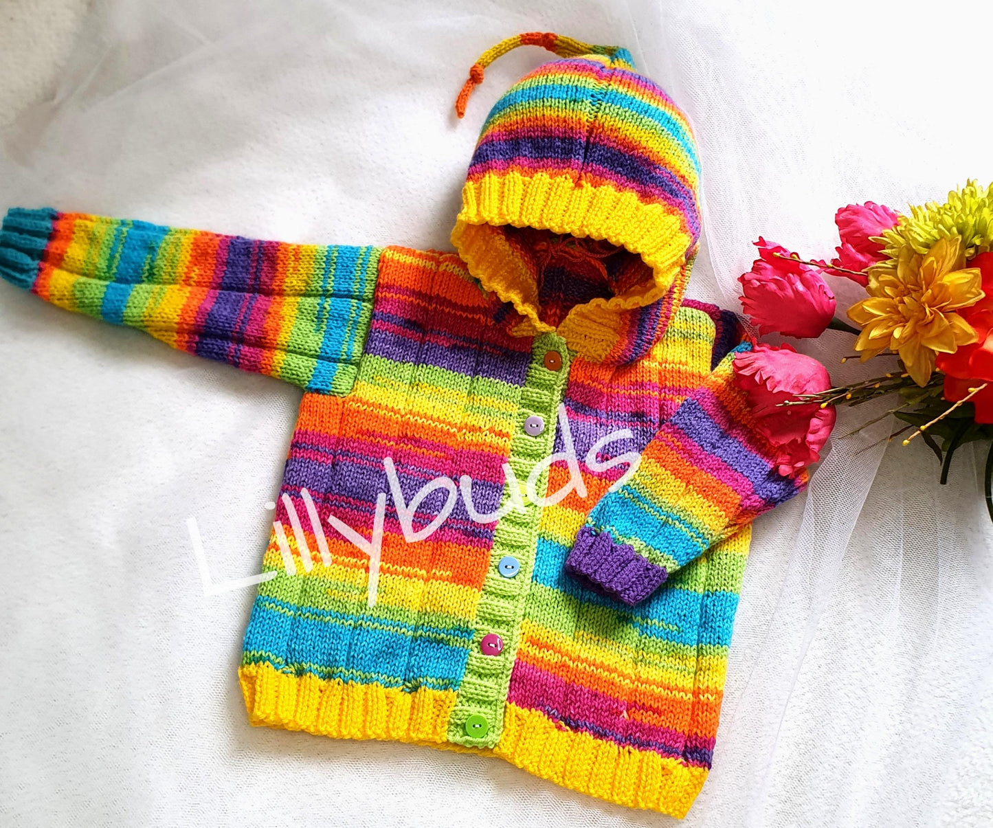 Rainbow Pixie Hoodie 6 Months - 4 Years Knitting Pattern
