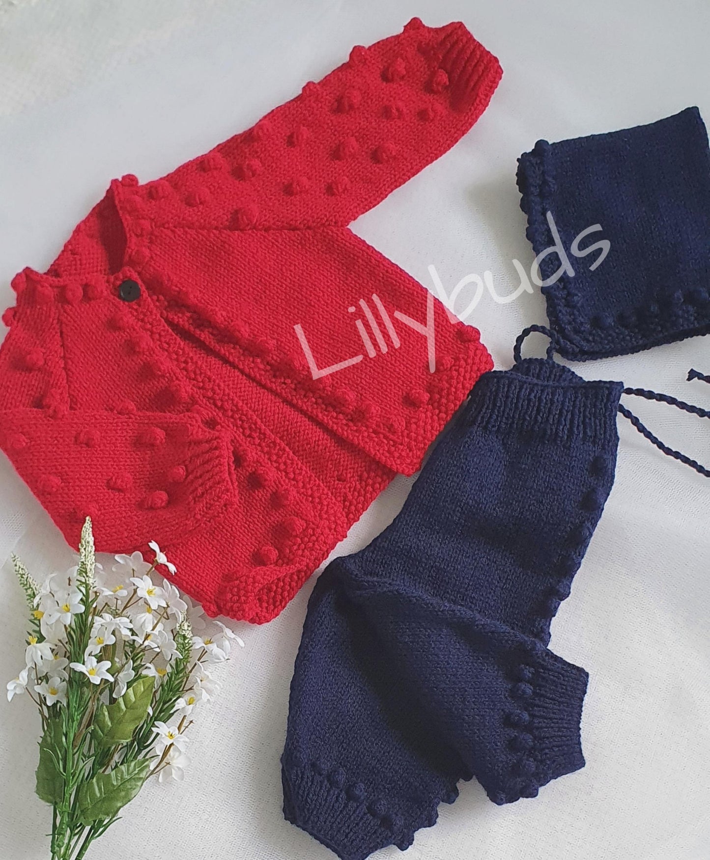 Meliza Cardigan, Trousers & Bonnet Set 0–12 Months Knitting Pattern