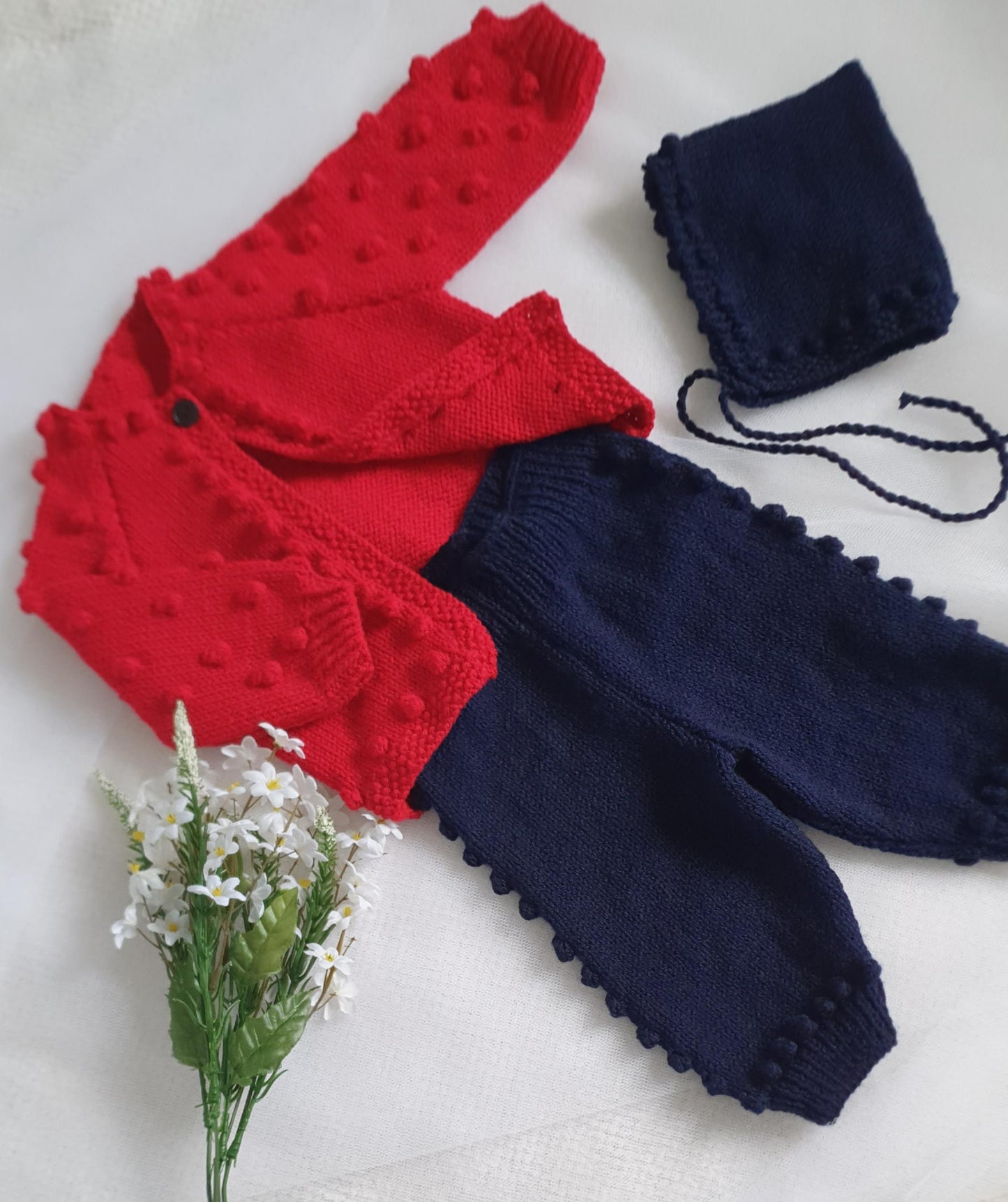Meliza Cardigan, Trousers & Bonnet Set 0–12 Months Knitting Pattern
