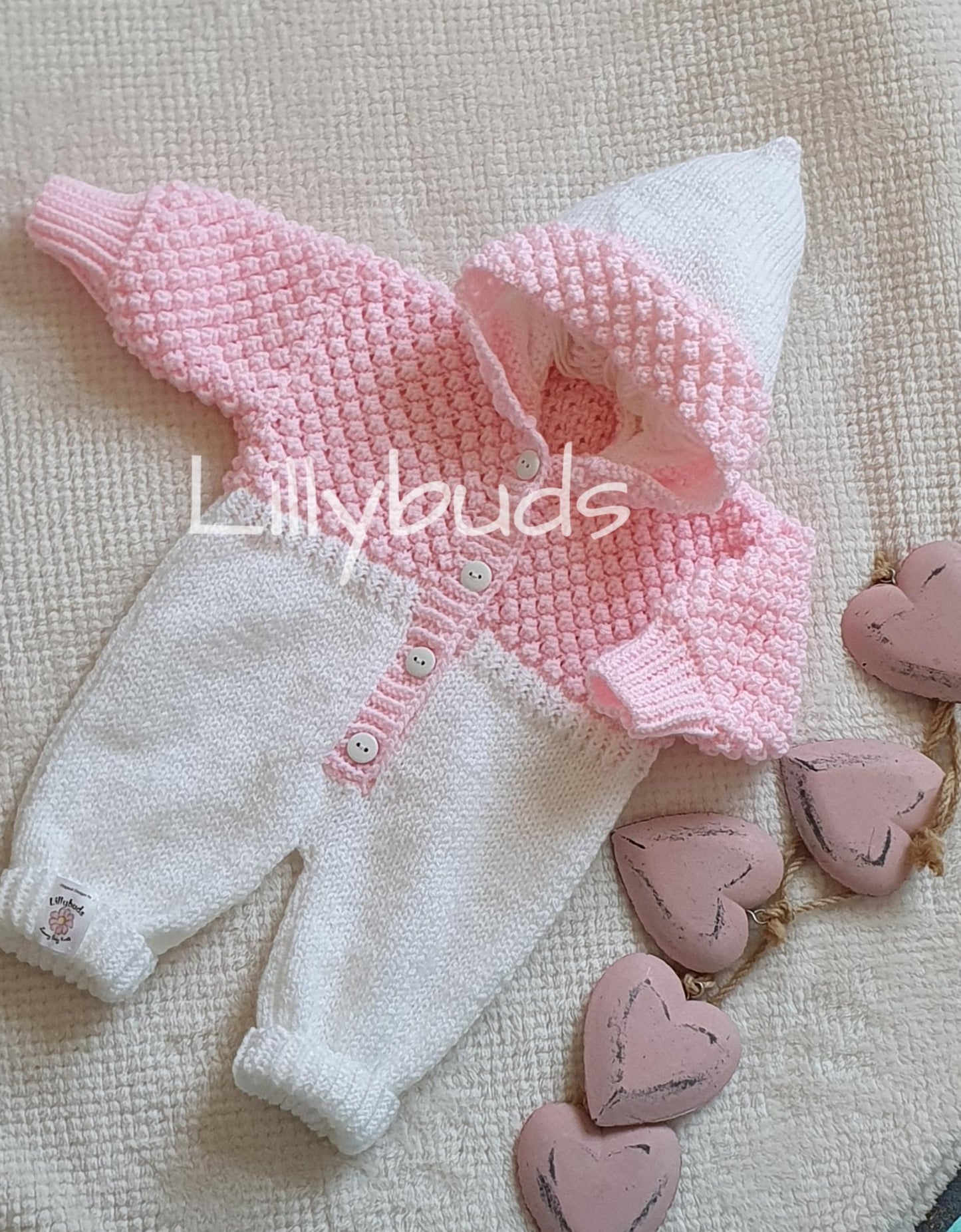 Jelly Bean Textured Baby All-in-One Romper 0-12 Months Knitting Pattern