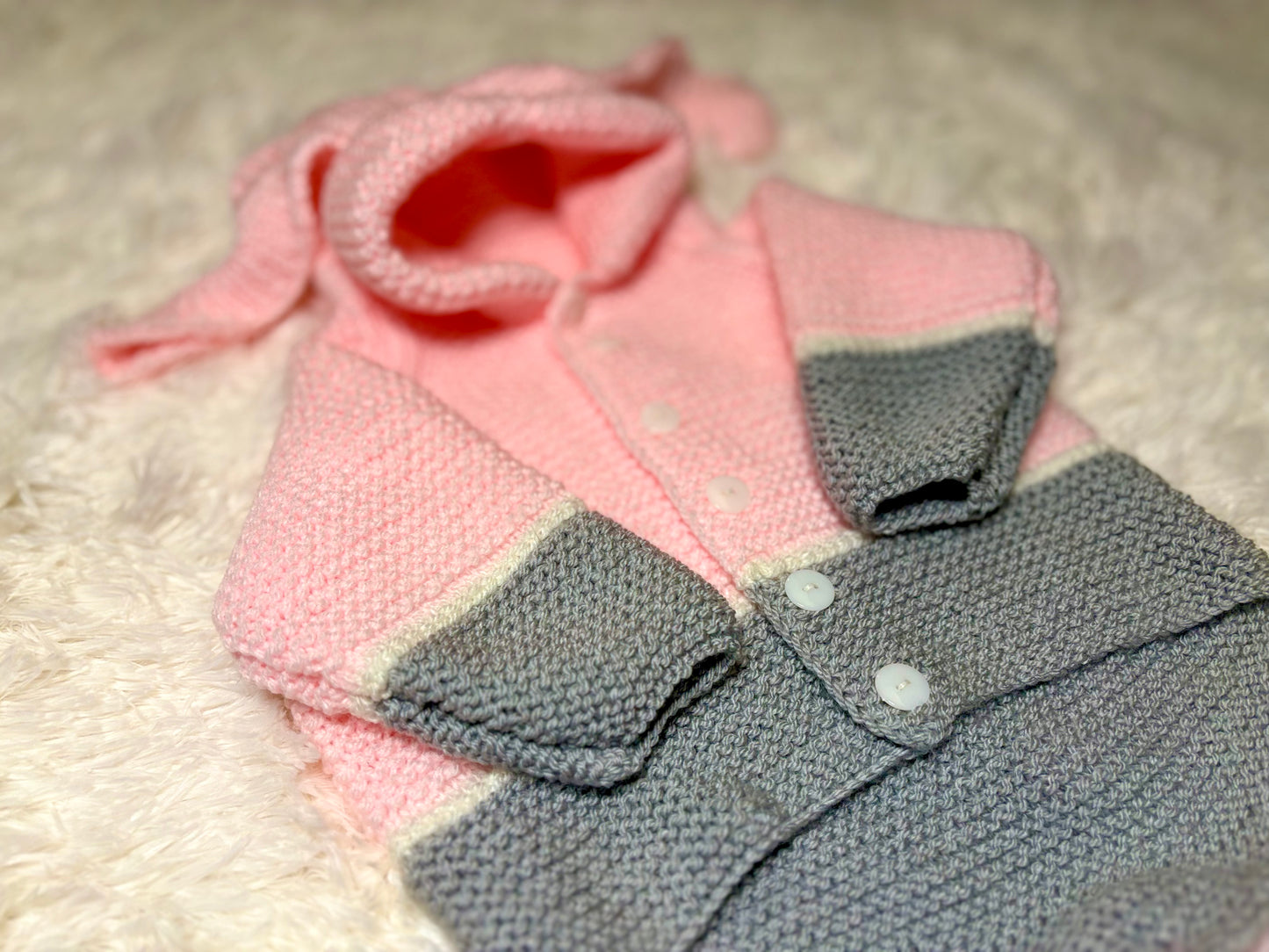 Bunny Hop Hooded Children's Jacket Knitting Pattern 18-24"