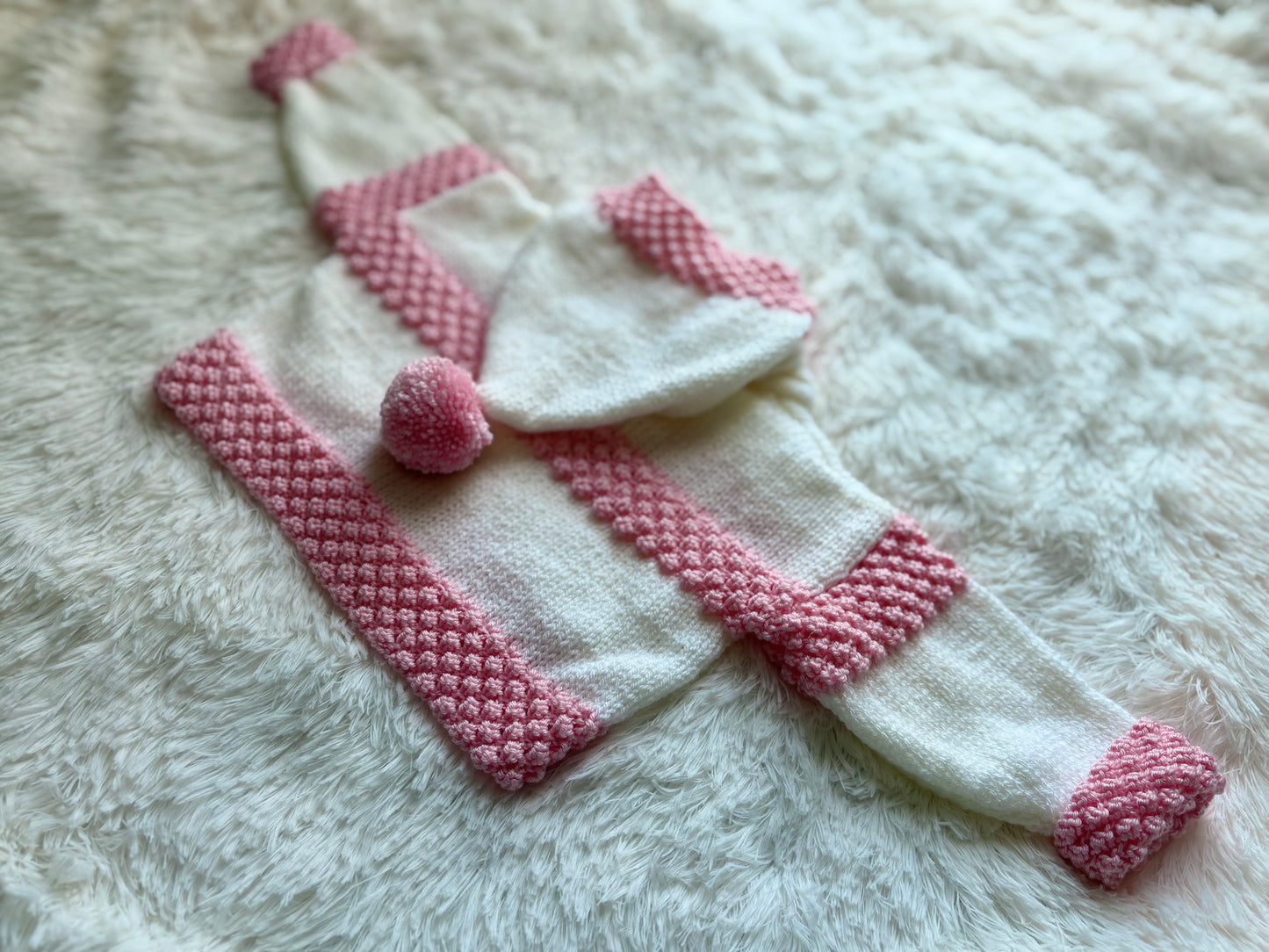 April Hooded Baby Sweater Knitting Pattern 18"-24"