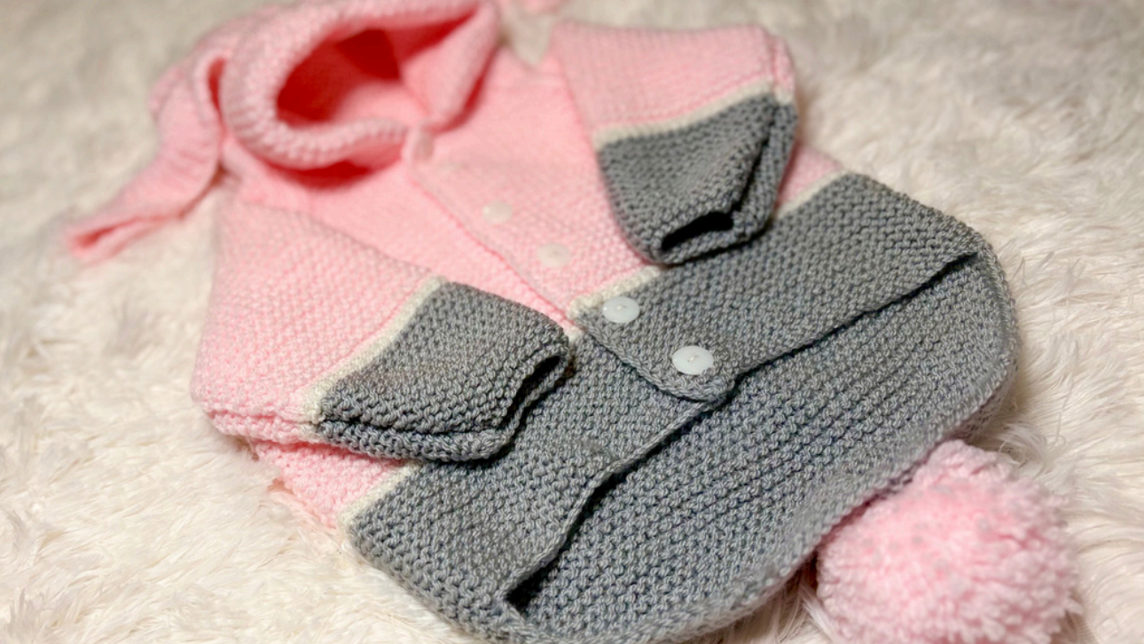 Bunny Hop Hooded Children's Jacket Knitting Pattern 18-24"