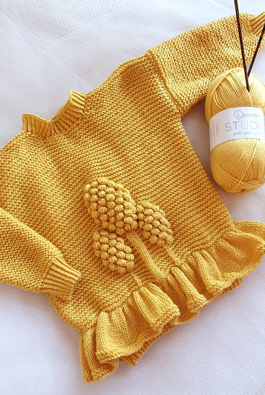 Annie Apple Bobble Motif Jumper 20"–26" Knitting Pattern
