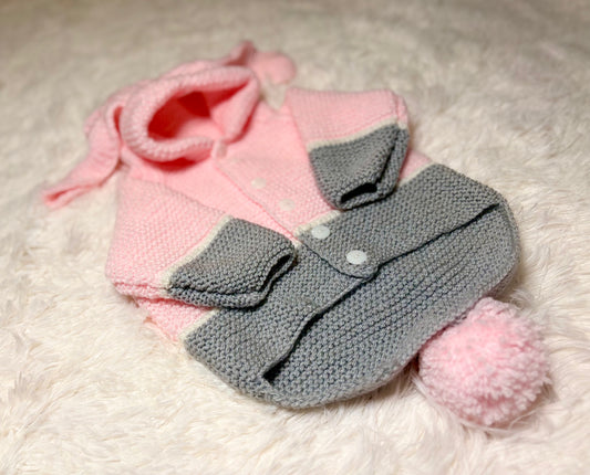 Bunny Hop Hooded Children's Jacket Knitting Pattern 18-24"