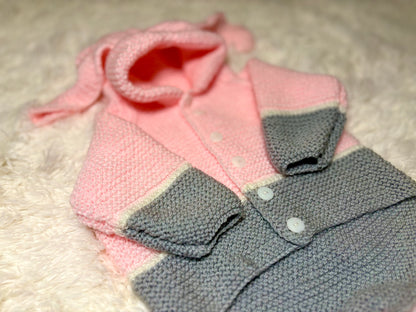 Bunny Hop Hooded Children's Jacket Knitting Pattern 18-24"