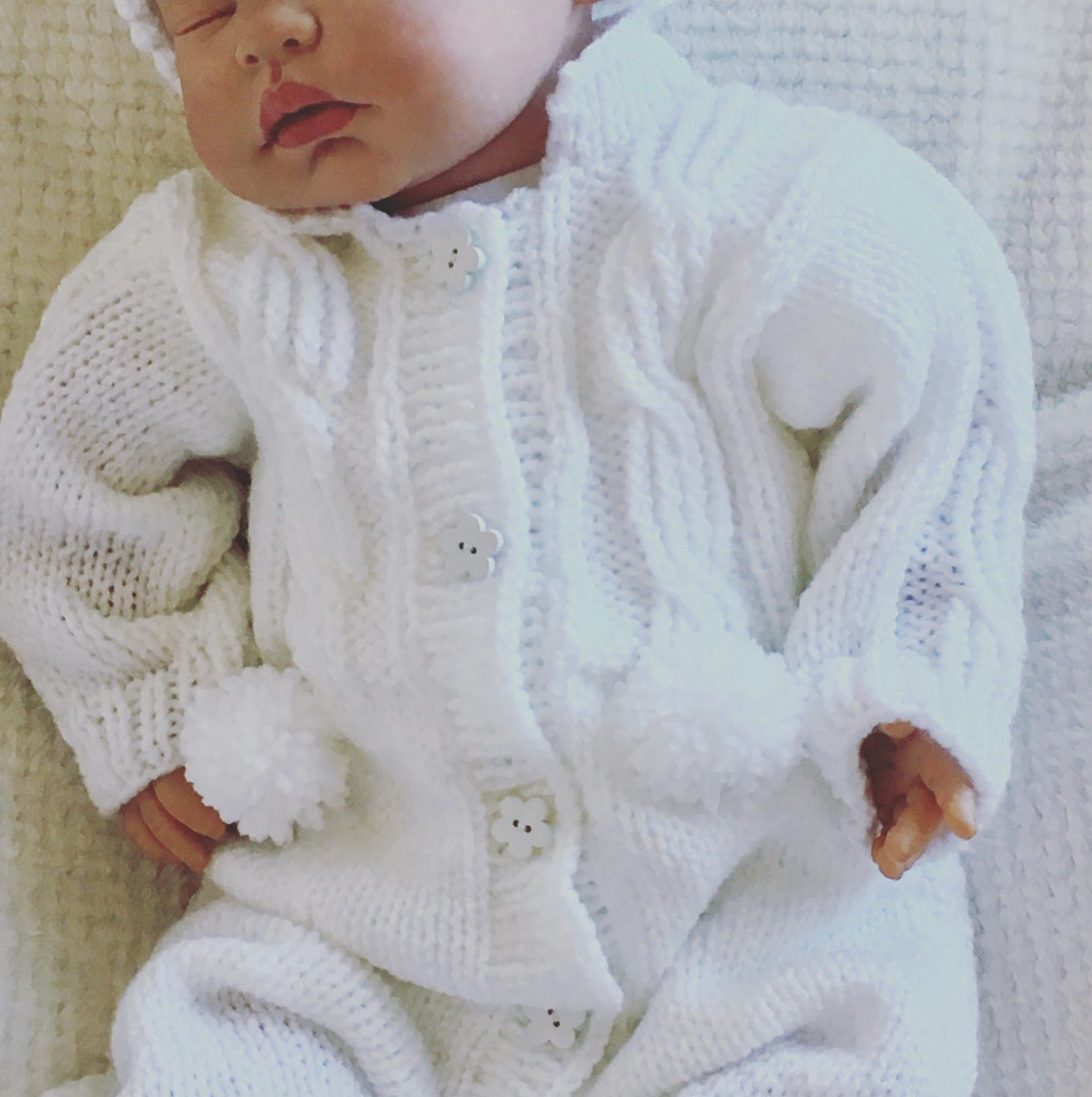 White Baby Romper for Girls Knitting Patterns