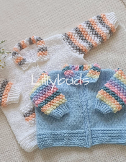 Summer Delights Customisable Bobble Jacket 3 Months-4 Years Knitting Pattern